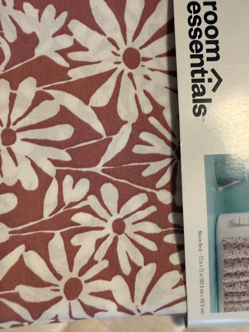 Fabric Floral Shower Curtain Mauve - Room Essential NWT
